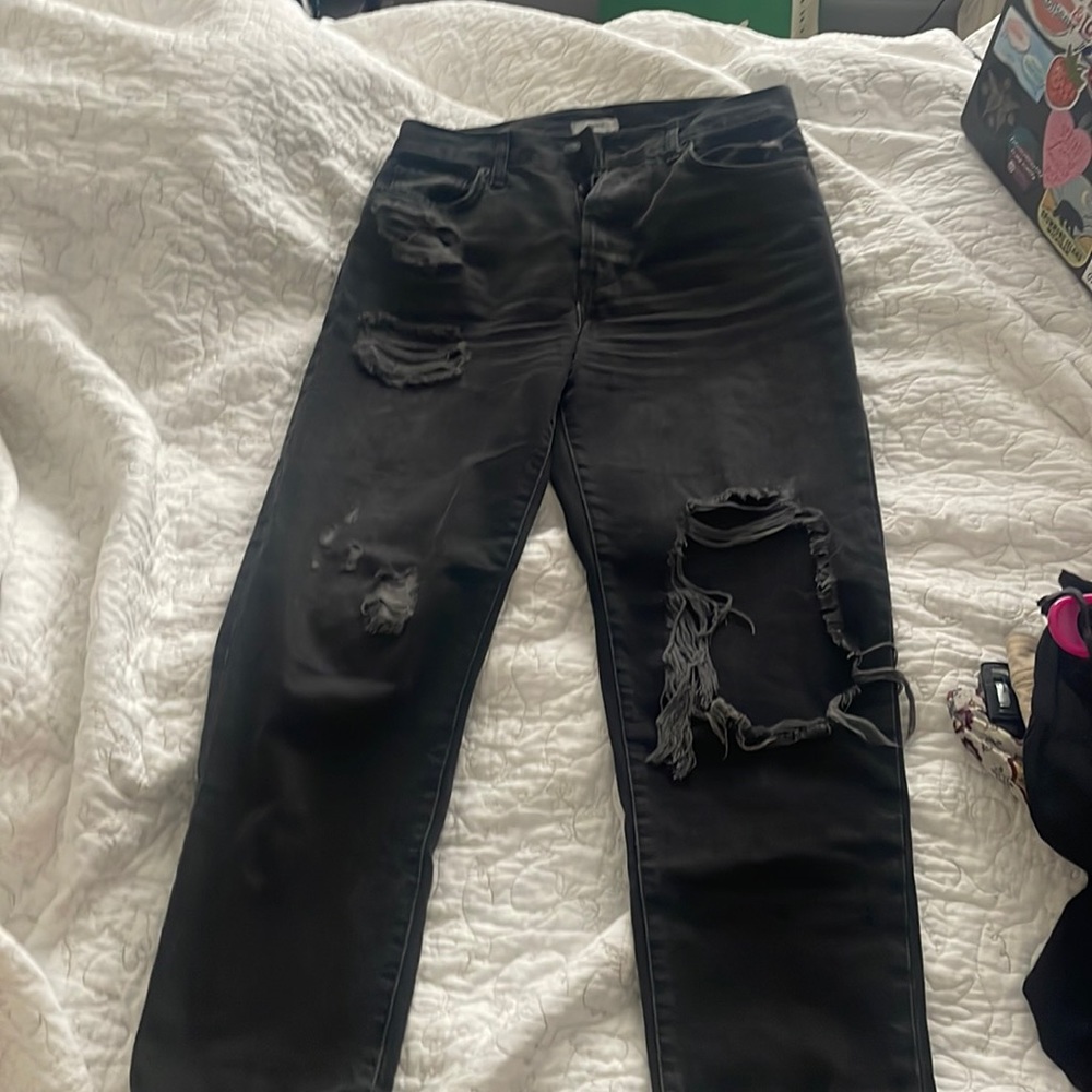 Black ripped denim